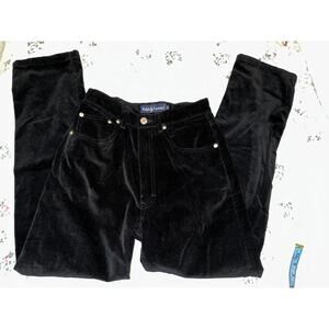 VINTAGE EIGHTIES RALPH LAUREN BLUE LABEL BLACK COTTON VELVET JEANS 27
